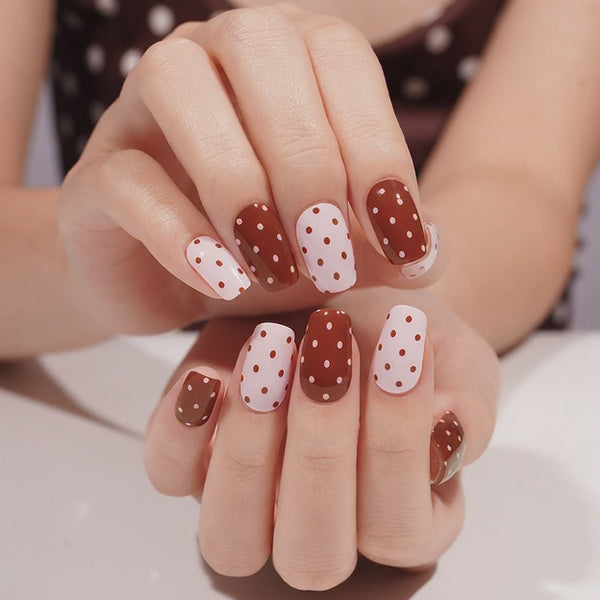 SEMI CURED GEL NAIL STICKER Devil J Collection N Choco Berry Dots