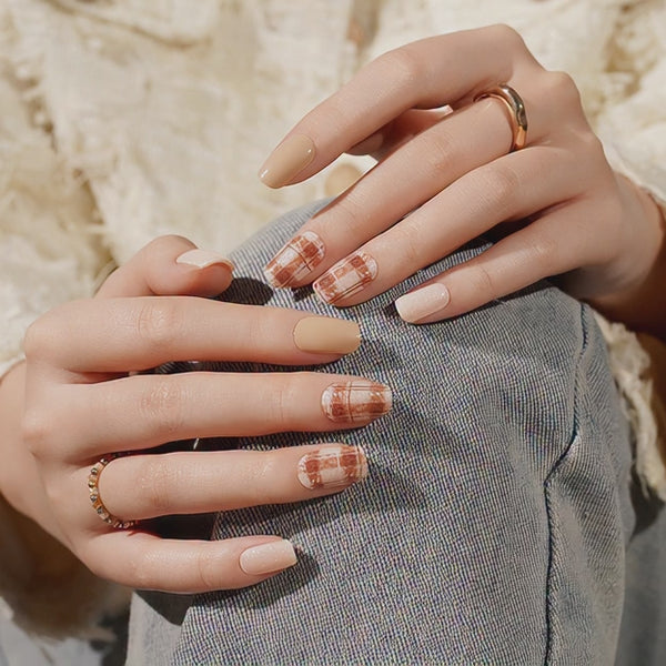 SEMI CURED GEL NAIL STICKER Devil J Collection N Cozy Plaid