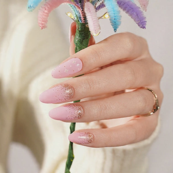 SEMI CURED GEL NAIL STICKER Devil J Collection N Stardust Pink