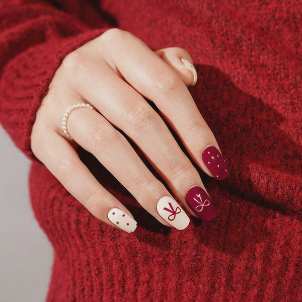 SEMI CURED GEL NAIL STICKER Devil J Collection N Velvet Bow ( 2025 Xmas Limited)