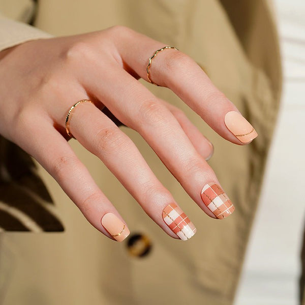 SEMI CURED GEL NAIL STICKER Devil J Collection N Autumn Plaid - Hi Gorgeous AU