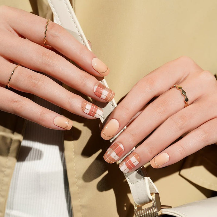 SEMI CURED GEL NAIL STICKER Devil J Collection N Autumn Plaid - Hi Gorgeous AU