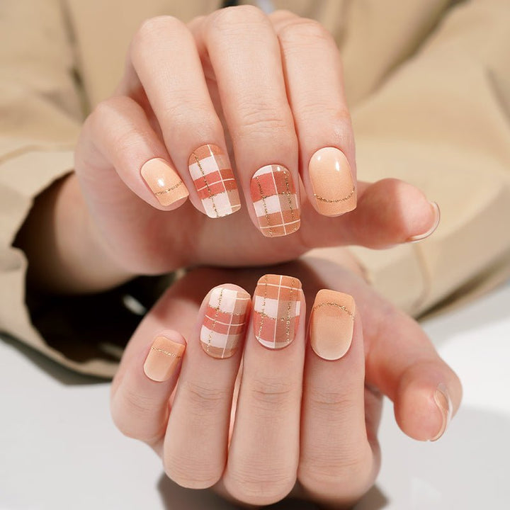 SEMI CURED GEL NAIL STICKER Devil J Collection N Autumn Plaid - Hi Gorgeous AU