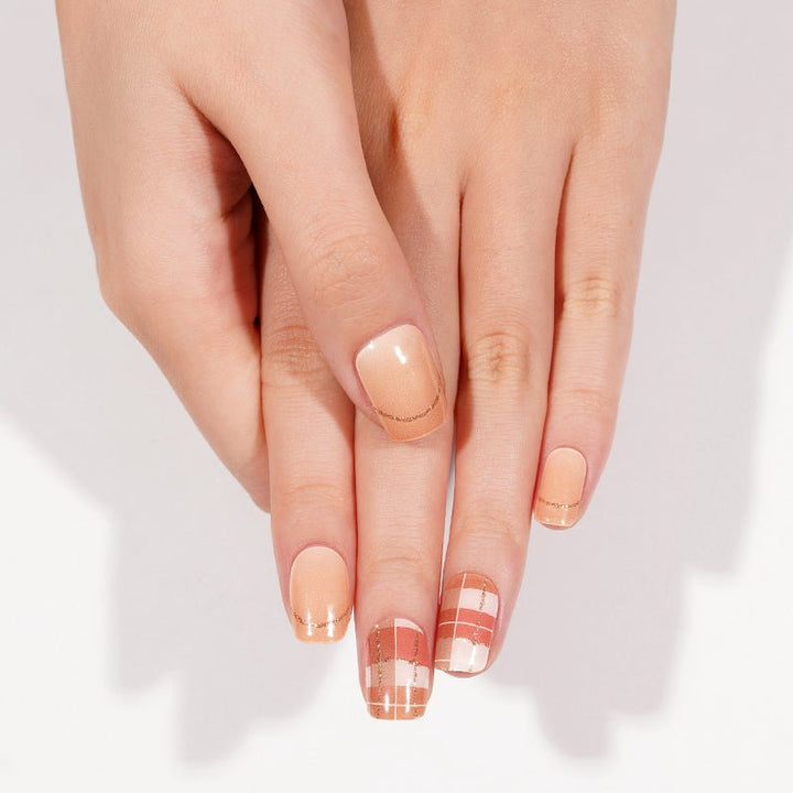 SEMI CURED GEL NAIL STICKER Devil J Collection N Autumn Plaid - Hi Gorgeous AU