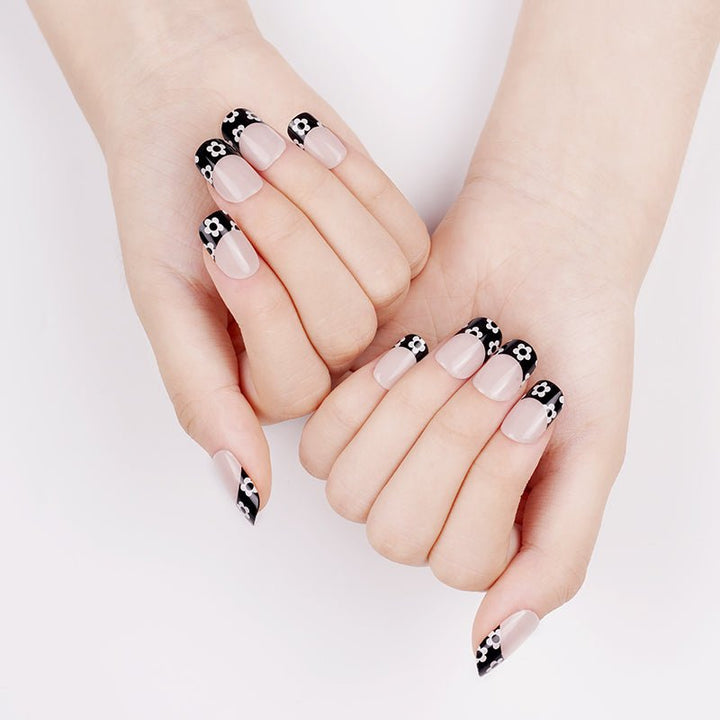 SEMI CURED GEL NAIL STICKER Devil J Collection N Black Daisy - Hi Gorgeous AU