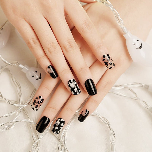 SEMI CURED GEL NAIL STICKER Devil J Collection N Black Ghost (Halloween Limited) - Hi Gorgeous AU