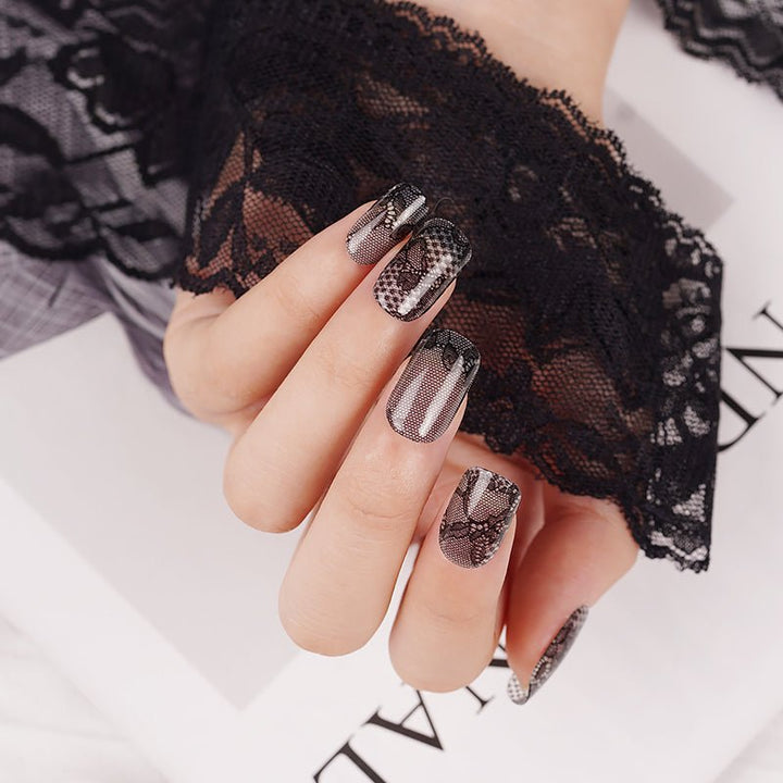 SEMI CURED GEL NAIL STICKER Devil J Collection N Black Lace - Hi Gorgeous AU