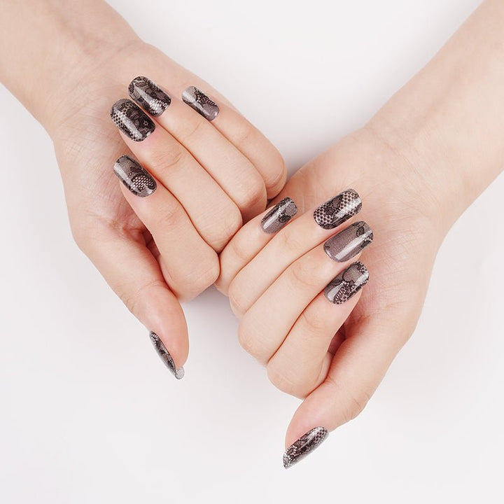 SEMI CURED GEL NAIL STICKER Devil J Collection N Black Lace - Hi Gorgeous AU