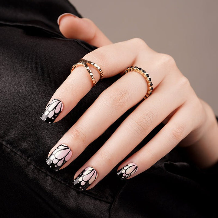 SEMI CURED GEL NAIL STICKER Devil J Collection N Black Lily - Hi Gorgeous AU