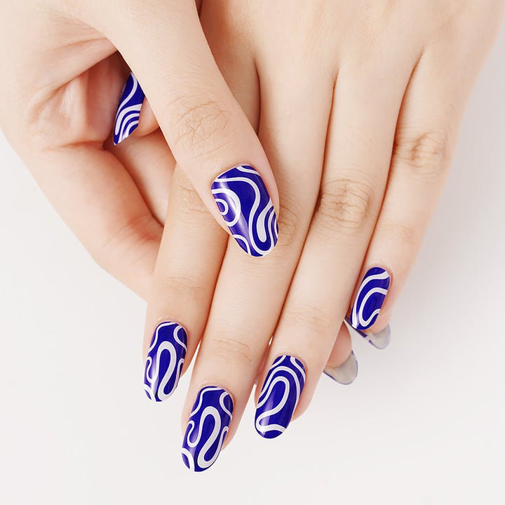 SEMI CURED GEL NAIL STICKER Devil J Collection N Blue Swirl - Hi Gorgeous AU