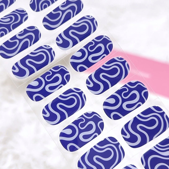 SEMI CURED GEL NAIL STICKER Devil J Collection N Blue Swirl - Hi Gorgeous AU