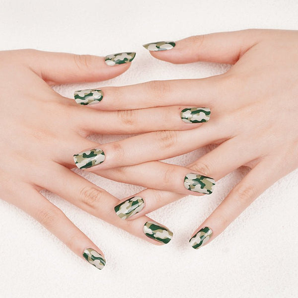 SEMI CURED GEL NAIL STICKER Devil J Collection N Camo Green - Hi Gorgeous AU