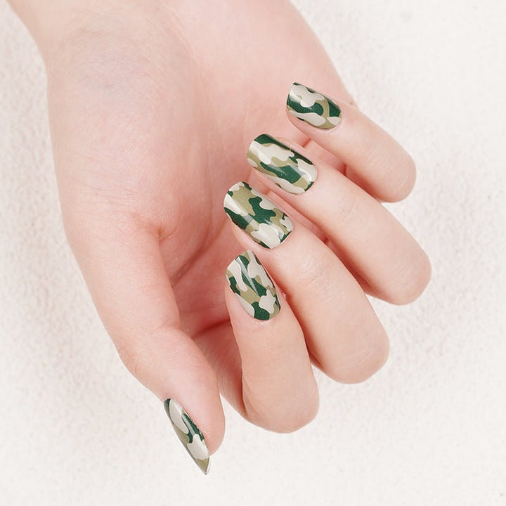 SEMI CURED GEL NAIL STICKER Devil J Collection N Camo Green - Hi Gorgeous AU