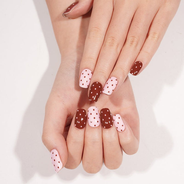 SEMI CURED GEL NAIL STICKER Devil J Collection N Choco Berry Dots - Hi Gorgeous AU
