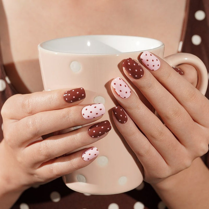 SEMI CURED GEL NAIL STICKER Devil J Collection N Choco Berry Dots - Hi Gorgeous AU