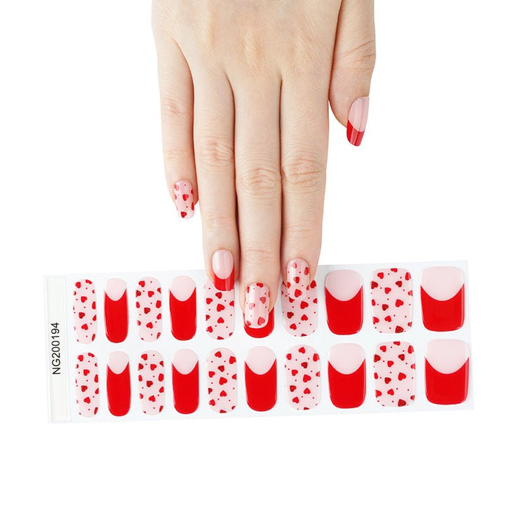 SEMI CURED GEL NAIL STICKER Devil J Collection N French Heart - Hi Gorgeous AU