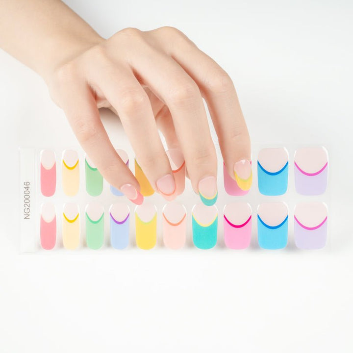 SEMI CURED GEL NAIL STICKER Devil J Collection N French Rainbow - Hi Gorgeous AU