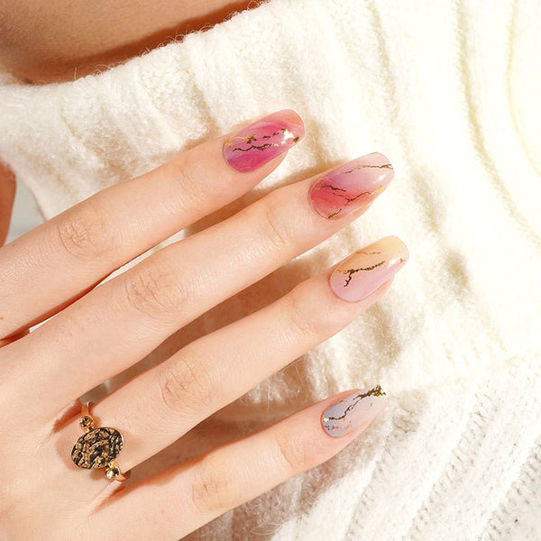 SEMI CURED GEL NAIL STICKER Devil J Collection N Gold Marble - Hi Gorgeous AU