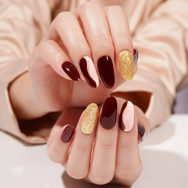 SEMI CURED GEL NAIL STICKER Devil J Collection N Golden Merlot - Hi Gorgeous AU