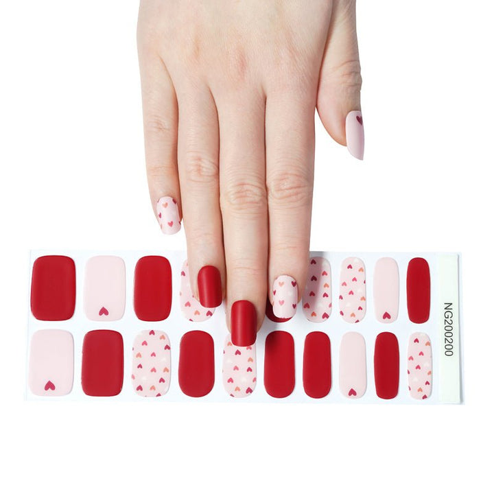 SEMI CURED GEL NAIL STICKER Devil J Collection N Matt Red Heart - Hi Gorgeous AU