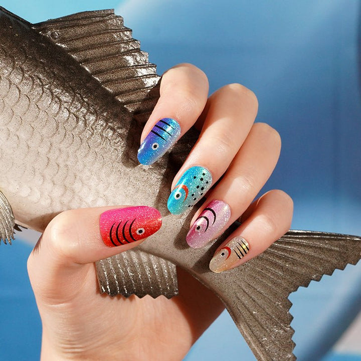 SEMI CURED GEL NAIL STICKER Devil J Collection N Ocean Catch - Hi Gorgeous AU