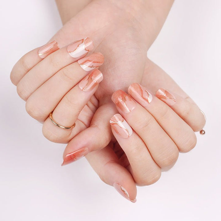 SEMI CURED GEL NAIL STICKER Devil J Collection N Peach Marble - Hi Gorgeous AU