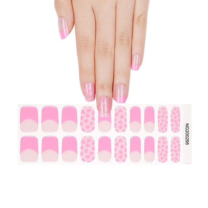 SEMI CURED GEL NAIL STICKER Devil J Collection N Pink Heart French - Hi Gorgeous AU