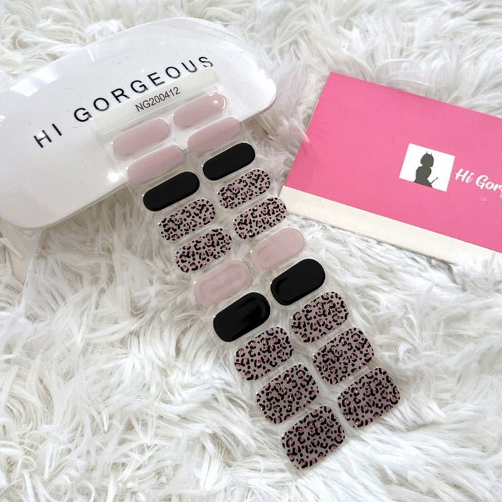 SEMI CURED GEL NAIL STICKER Devil J Collection N Pink Leopard - Hi Gorgeous AU