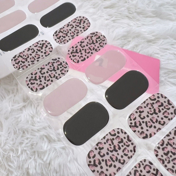 SEMI CURED GEL NAIL STICKER Devil J Collection N Pink Leopard - Hi Gorgeous AU