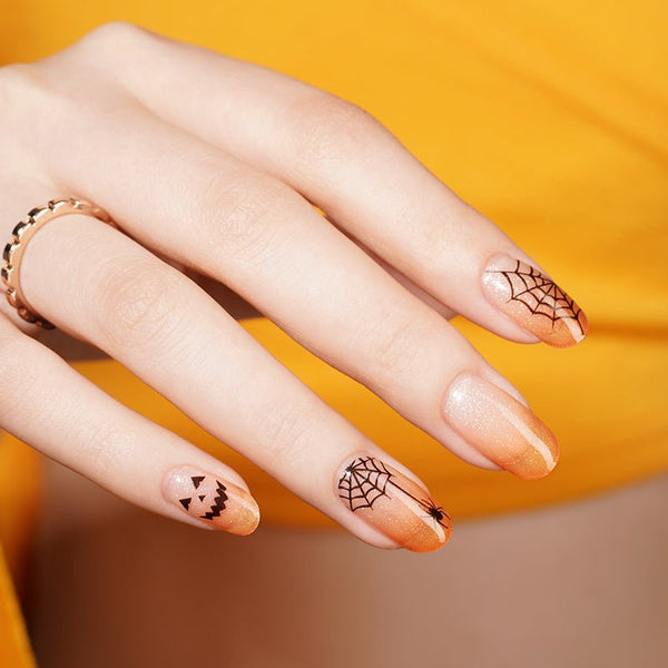 SEMI CURED GEL NAIL STICKER Devil J Collection N Pumpkin Web (Halloween Limited) - Hi Gorgeous AU