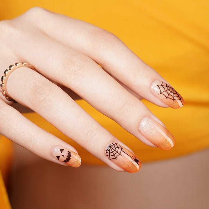 SEMI CURED GEL NAIL STICKER Devil J Collection N Pumpkin Web (Halloween Limited) - Hi Gorgeous AU