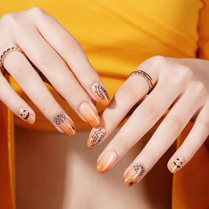 SEMI CURED GEL NAIL STICKER Devil J Collection N Pumpkin Web (Halloween Limited) - Hi Gorgeous AU