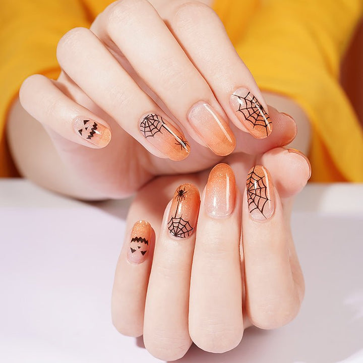 SEMI CURED GEL NAIL STICKER Devil J Collection N Pumpkin Web (Halloween Limited) - Hi Gorgeous AU