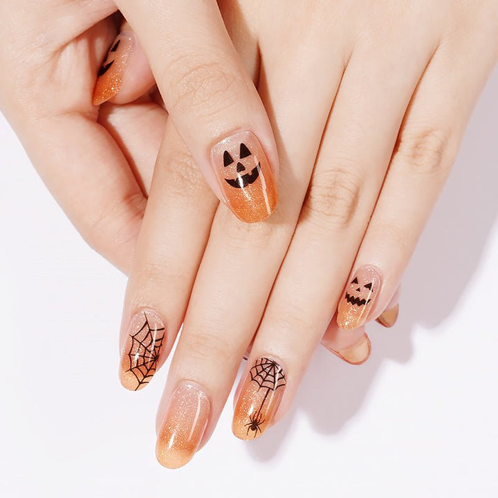 SEMI CURED GEL NAIL STICKER Devil J Collection N Pumpkin Web (Halloween Limited) - Hi Gorgeous AU