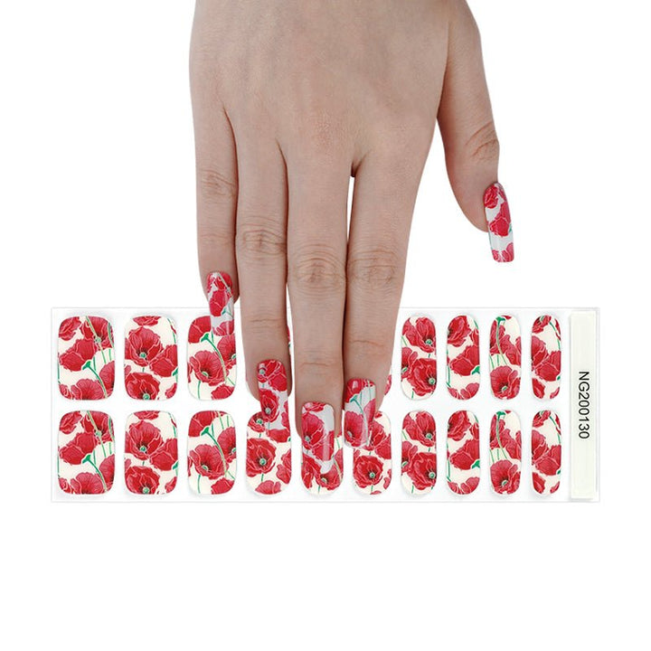 SEMI CURED GEL NAIL STICKER Devil J Collection N Red Floral Love - Hi Gorgeous AU