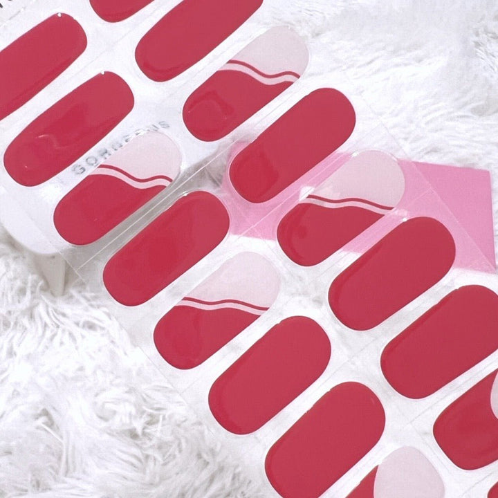 SEMI CURED GEL NAIL STICKER Devil J Collection N Red French - Hi Gorgeous AU