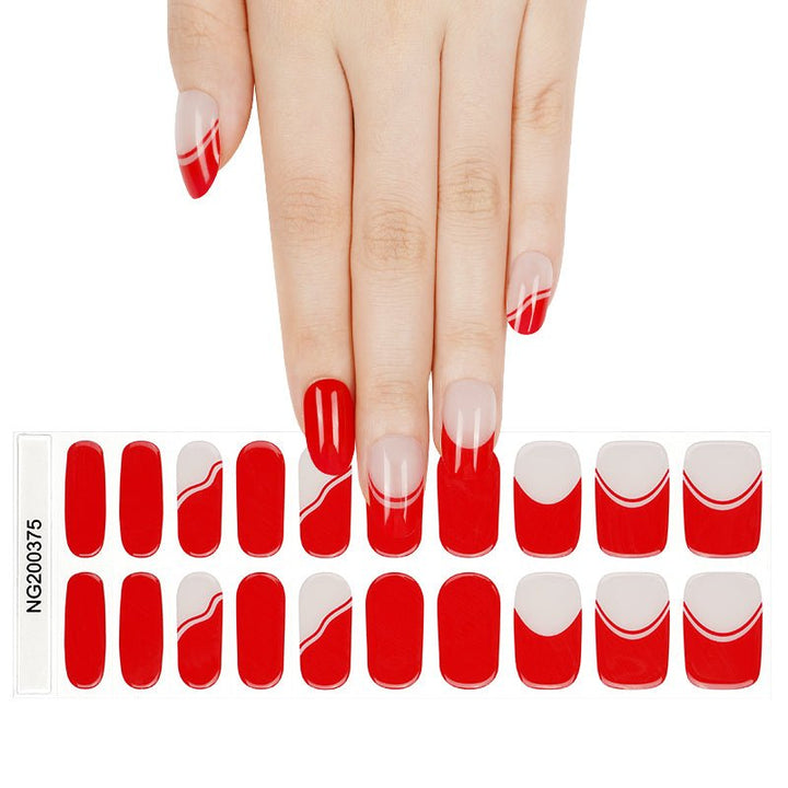 SEMI CURED GEL NAIL STICKER Devil J Collection N Red French - Hi Gorgeous AU