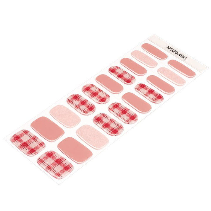 SEMI CURED GEL NAIL STICKER Devil J Collection N Rosy Plaid - Hi Gorgeous AU