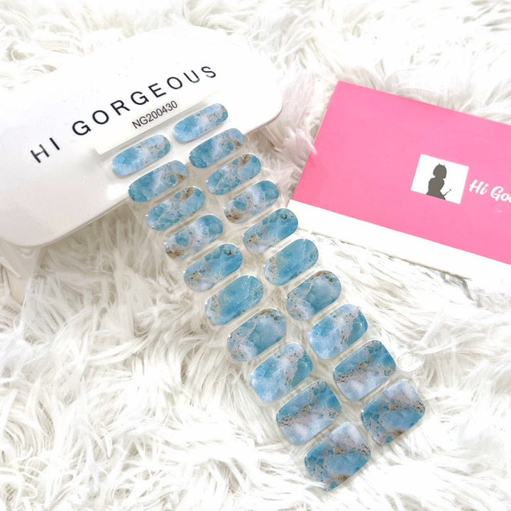 SEMI CURED GEL NAIL STICKER Devil J Collection N Sorbet Blue - Hi Gorgeous AU