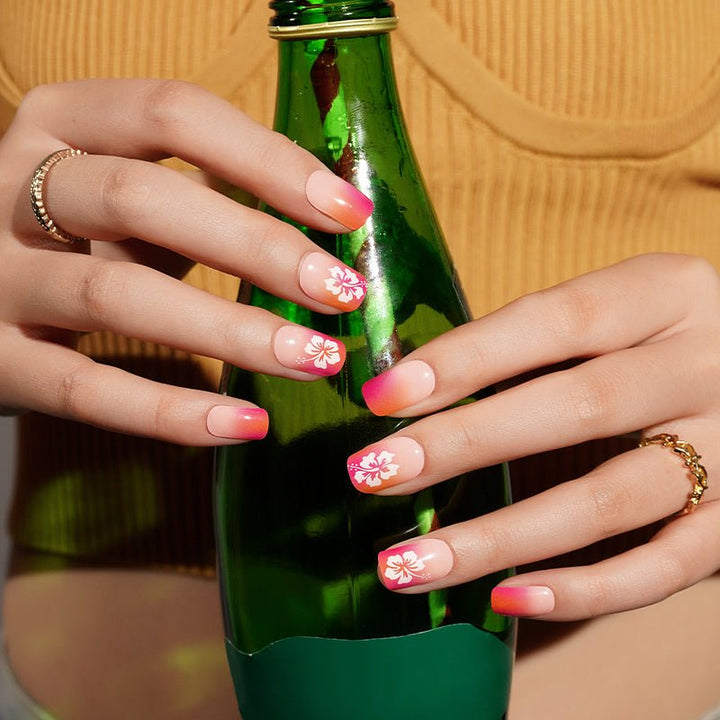 SEMI CURED GEL NAIL STICKER Devil J Collection N Sunset Hibiscus - Hi Gorgeous AU