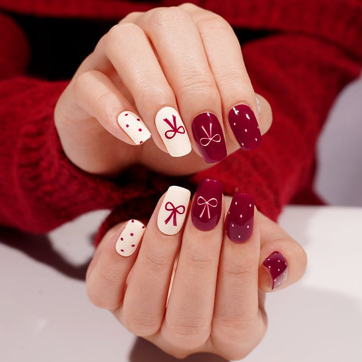 SEMI CURED GEL NAIL STICKER Devil J Collection N Velvet Bow ( 2025 Xmas Limited) - Hi Gorgeous AU