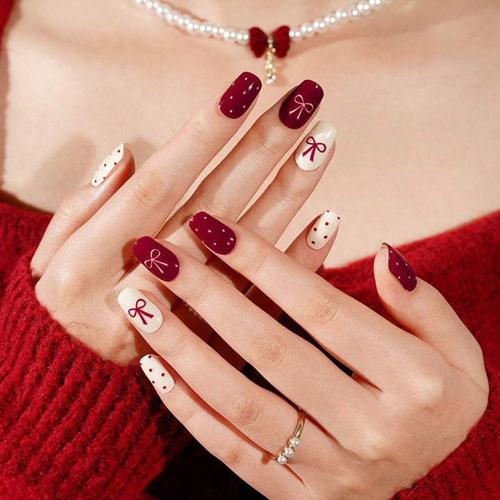 SEMI CURED GEL NAIL STICKER Devil J Collection N Velvet Bow ( 2025 Xmas Limited) - Hi Gorgeous AU