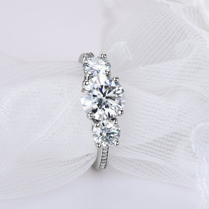 The 3 Stone Moissanite Diamond Engagement Ring with with Channel - Set band - Hi Gorgeous AU