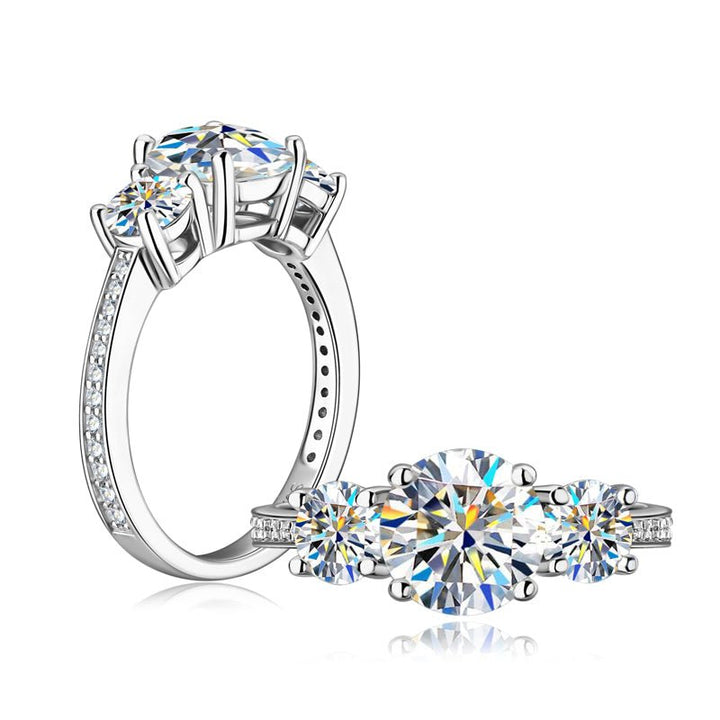 The 3 Stone Moissanite Diamond Engagement Ring with with Channel - Set band - Hi Gorgeous AU
