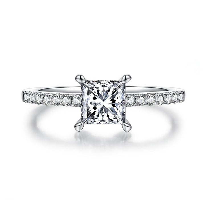 The Novo Moissanite Diamond Engagement Ring - Princess Cut with Pavé band - Hi Gorgeous AU