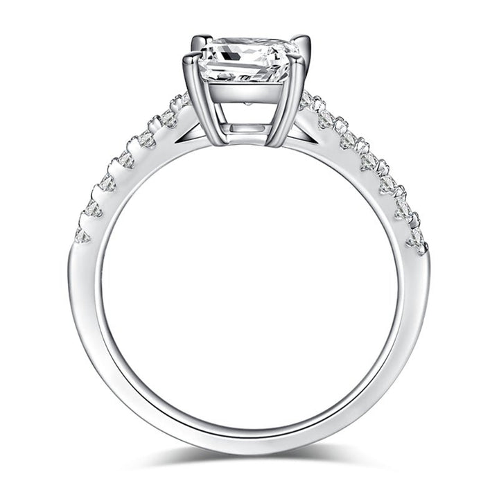 The Novo Moissanite Diamond Engagement Ring - Princess Cut with Pavé band - Hi Gorgeous AU