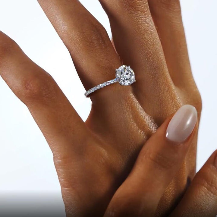 The ONE Moissanite Diamond Engagement Ring - 2ct Round Solitaire with Pavé band - Hi Gorgeous AU