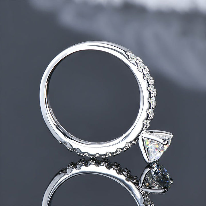 The ONE Moissanite Diamond Engagement Ring - Round Solitaire with Pavé band - Hi Gorgeous AU