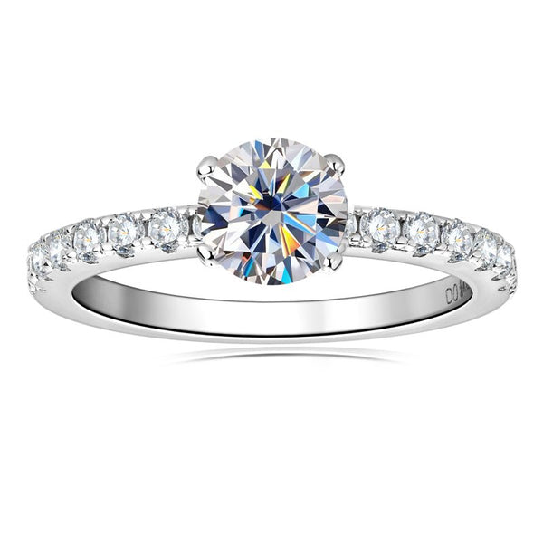 The ONE Moissanite Diamond Engagement Ring - Round Solitaire with Pavé band - Hi Gorgeous AU
