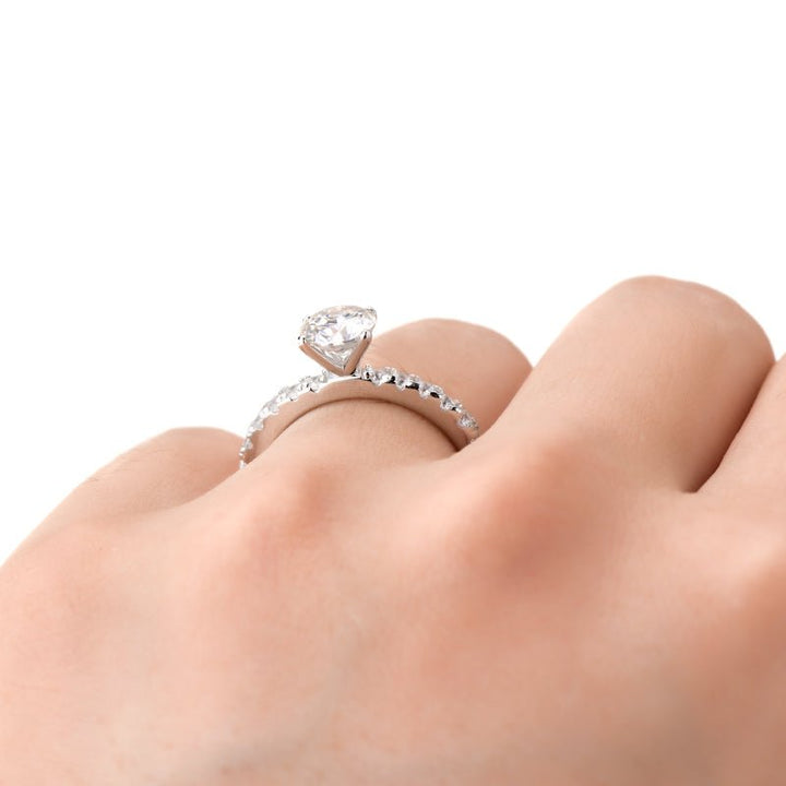 The ONE Moissanite Diamond Engagement Ring - Round Solitaire with Pavé band - Hi Gorgeous AU